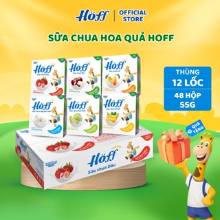 (Mới) Sữa chua HOFF cho bé  mix 6 vị trái cây 1 thùng (48 hộp x 55g)