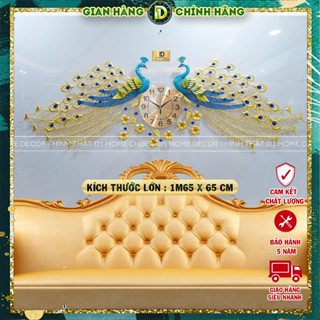  Đồng Hồ Treo Tường Con Chim Công Tài Lộc Chính Hãng D1 Home Kim Trôi Trang Trí Tường Decor-686 