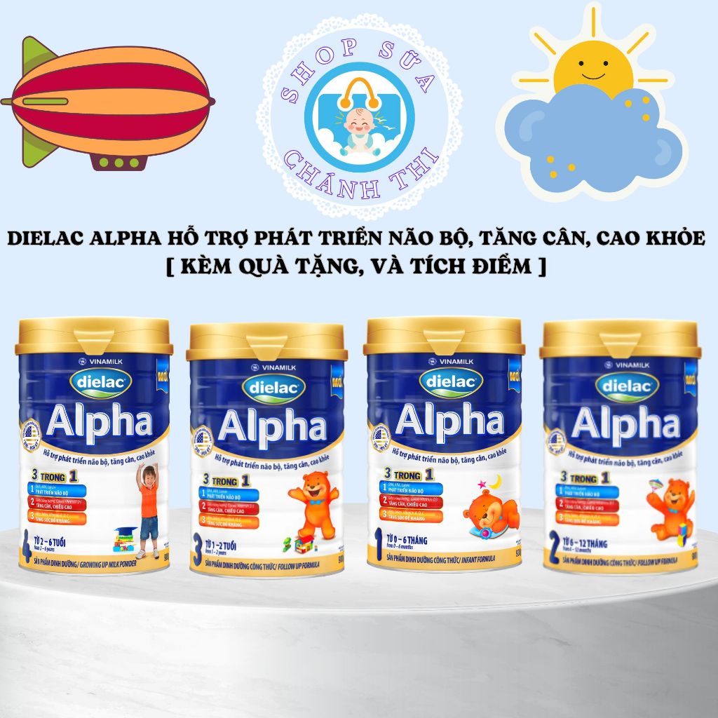 Sữa Dielac Alpha 1, 2, 3, 4, Sữa Dielac Alpha Hỗ Trợ Tăng Cân Và Đề Kháng ( 900g/1,5kg ) [ Kèm Quà T