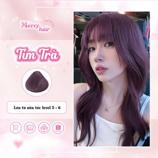  Thuốc nhuộm tóc thuốc nhuộm tóc TÍM TRÀ Nâng Tone MERRY HAIR tặng kèm oxy trợ dưỡng và bao tay không mùi bền màu 