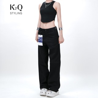 Quần Kaki Nữ Ống Rộng Form Đứng Lưng Cao Có Khoen Điều Chỉnh | KQSTYLING BASIC KHOEN