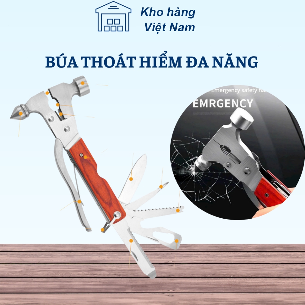 Búa đập kính thoát hiểm ô tô 7 trong 1 an toàn hơn trong mọi tình huống