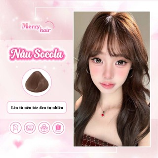  Thuốc nhuộm tóc thuốc nhuộm tóc NÂU SOCOLA Không Tẩy MERRY HAIR tặng kèm oxy trợ dưỡng và bao tay không mùi bền màu 
