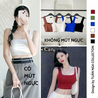  Áo 2 dây bản to croptop áo sát nách cổ vuông CÓ MÚT NGỰC may 2 lớp dày dặn T-N TUẤN NGA COLLECTION 