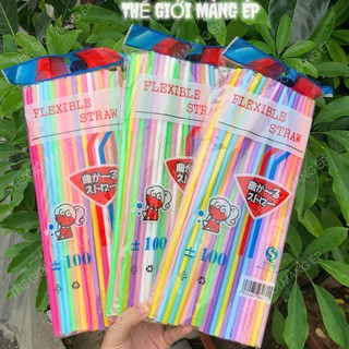  Túi ~100 Ống Hút Nghệ Thuật Phi 6 – Bẻ Cong – Dùng Cho Cà Phê Trà Chanh Cocktail Nước Ép 