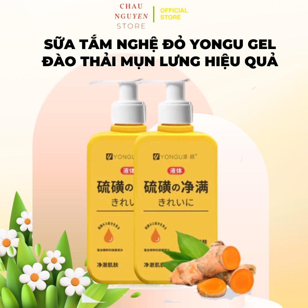 Sữa Tắm Nghệ đỏ YONGU GEL đào thải mụn Lưng hiệu quả