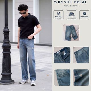 Quần Jean Nam Rách Cạnh Ống Suông Đứng Wash Màu Silver Sky WN PRIME | Quần Bò Nam Nữ Rách Form Suông Rộng Có BigSize