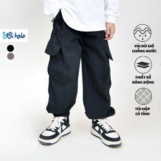  Quần Gió Bé Trai 8-38kg  2-9 tuổi  BL HALO Quần Dài Bé Trai Túi Hộp Dáng Rộng 2 Màu Vải Gió Phong Cách Năng Động QDG26 