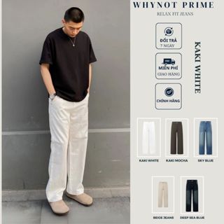 Quần Suông Trắng Kaki Denim Ống Suông Rộng WN PRIME | Quần Bò Nam Nữ Màu Trắng - Be - Nâu Form Suông Rộng Có BigSize