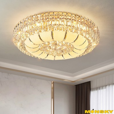 Đèn mâm ốp trần MONSKY RETSA pha lê loại tròn phong cách hiện đại trang trí nội thất sang trọng