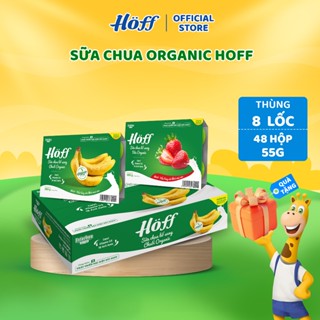 Sữa chua trái cây HOFF chuối Organic, dâu Organic cao cấp bổ sung 18 loại Acid Amin 1 Thùng (55g x 48 hộp)