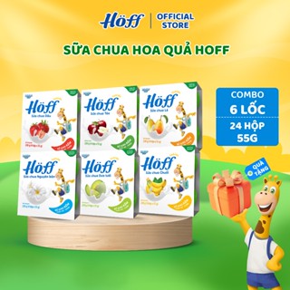 (Mới) Combo Sữa chua Hoff mix 6 vị trái cây cho bé ăn dặm hỗ trợ tiêu hóa 6 lốc ( 24 hộp x 55g)