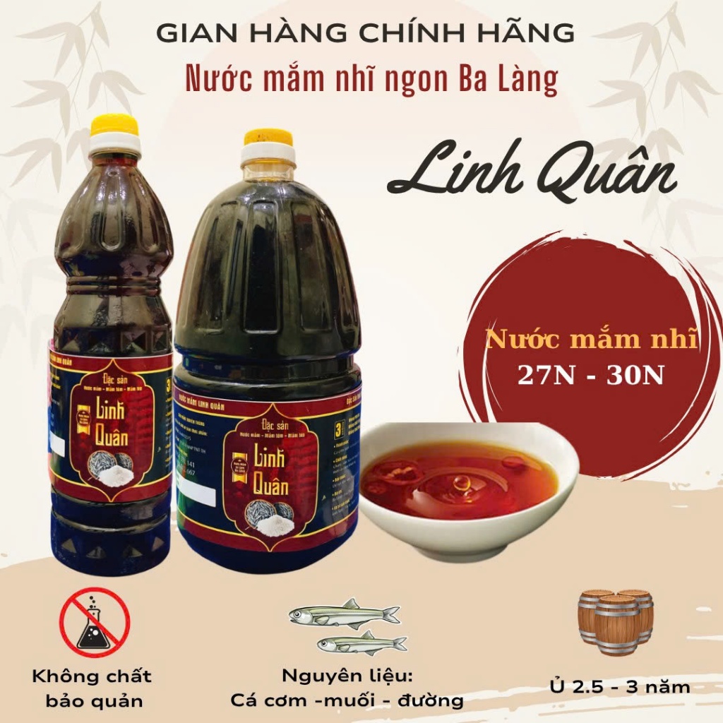 Can 1 lít - 2 lít Nước Mắm Nhĩ Linh Quân Ba Làng – Mắm Ngon Truyền Thống – Đậm Đà Hương Vị Quê Nhà