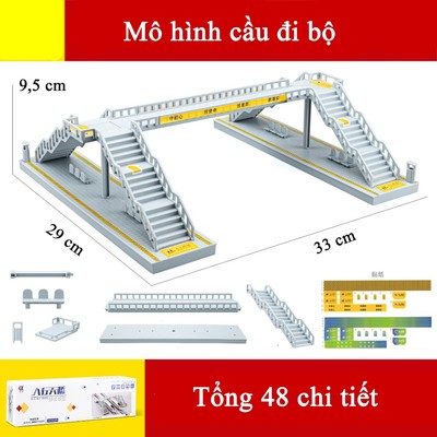 Mô hình cầu đi bộ tự lắp ghép KAVY với 48 chi tiết có ghế ngồi