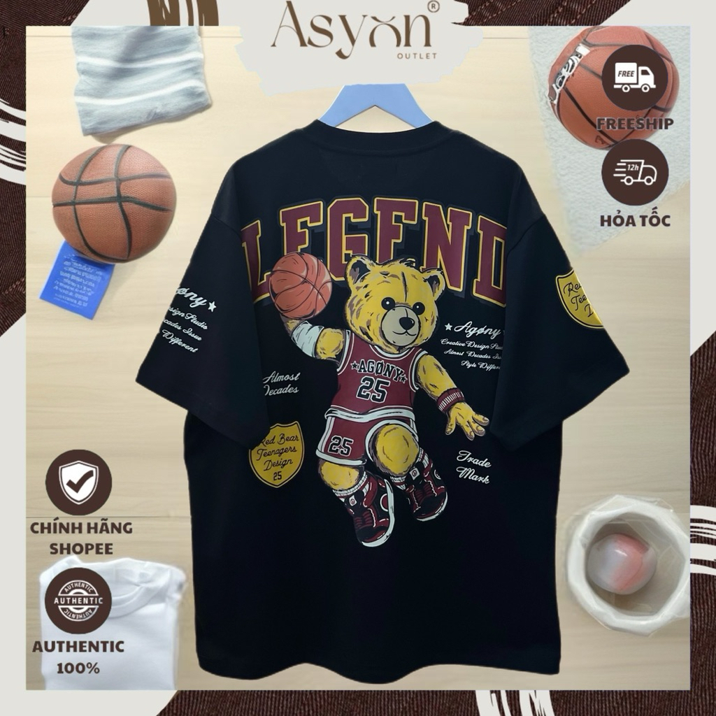 (Auth) Áo Thun Agony Story LEGEND Basketball Bear Season 2025 Màu Đen - Asyon Outlet