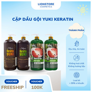 Cặp Dầu Gội Xả Collagen Keratin YUKI 2000ML | Giảm Rụng Tóc, Kích Mọc Tóc, Phục Hồi Tóc Hư Tổn