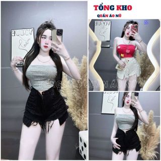  Quần Sooc jean nữ rách đùi lộ túi quần lưng cao chất jean dày dặn hàng siêu hot siêu chất - TONGKHO 