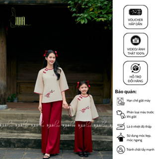 Set Áo Kèm Váy Quần lụa dài cách tân GIAO CHI Nhà Lụa tiểu thư nàng thơ họa tiết đỏ hồng xanh