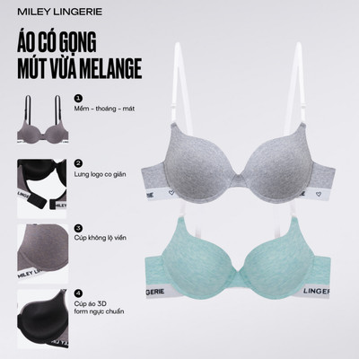 Combo 2 Áo Ngực Nữ Sporty Chic Miley Lingerie Có Gọng Mút Vừa Nâng Ngực Melange 4 Chiều BRC_002