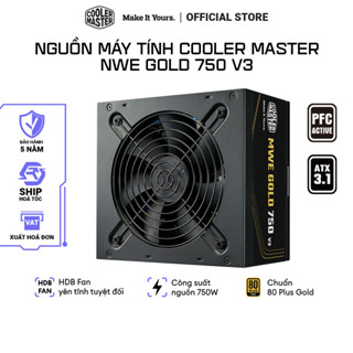 Nguồn Máy Tính Cooler Master MWE Gold V3 750W/850W, Non Modular, Chuẩn 80 Plus Gold, Bảo Hành 5 Năm