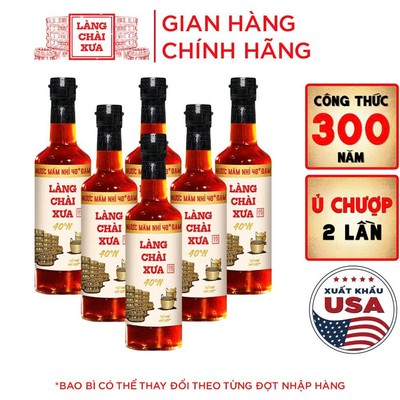 [TẶNG nước tương 125ml] Thùng 6 chai nước mắm nhỉ nhãn vàng truyền thống 40N Làng Chài Xưa 500ml