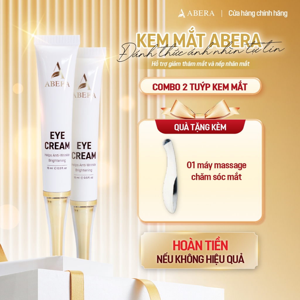 02 Tuýp Kem Mắt Abera - Hỗ Trợ Cải Thiện Quầng Thâm Mắt & Nếp Nhắn Mắt - Tặng 01 Máy Massage Mắt Tự 