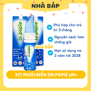  Xịt mũi cho bé Dr.Papie nước muối biển sâu vệ sinh mũi họng hàng ngày từ 3 tháng - Nhà Bắp Store 