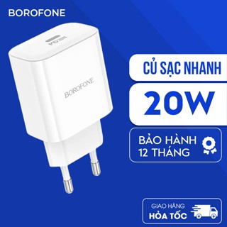 Sạc iPhone Borofone BA57 20W : Củ sạc nhanh 20W PD và dây sạc type-C to lightning tương thích iPhone 13,12,11,X,8,7,6