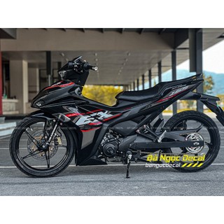 Tem rời trắng đỏ dán xe Ex155 đen bóng
