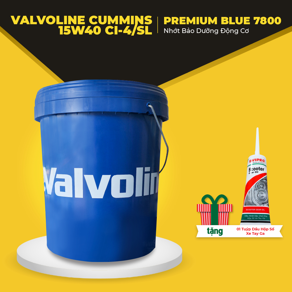 Xô 18L Dầu Nhớt Động Cơ VALVOLINE CUMMINS Premium Blue 7800 SAE 15W40 CI-4/SL - ECO FARM