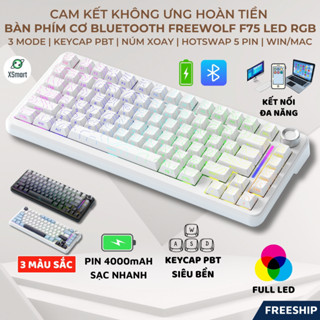 Bàn Phím Cơ FreeWolf F75 Ultra Gasket Êm, LED RGB, Hotswap 5 Pin Mạch Xuôi, 3 Mode, Pin Sạc Núm Xoay