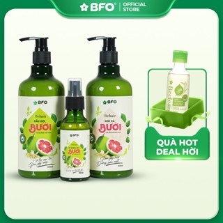 [TẶNG NƯỚC TẨY TRANG 100ML] Combo Dầu Gội & Dầu Xả 500ml & Xịt Dưỡng Tóc 100ml Tinh Dầu Bưởi Giúp Mọc Tóc BFO Behair