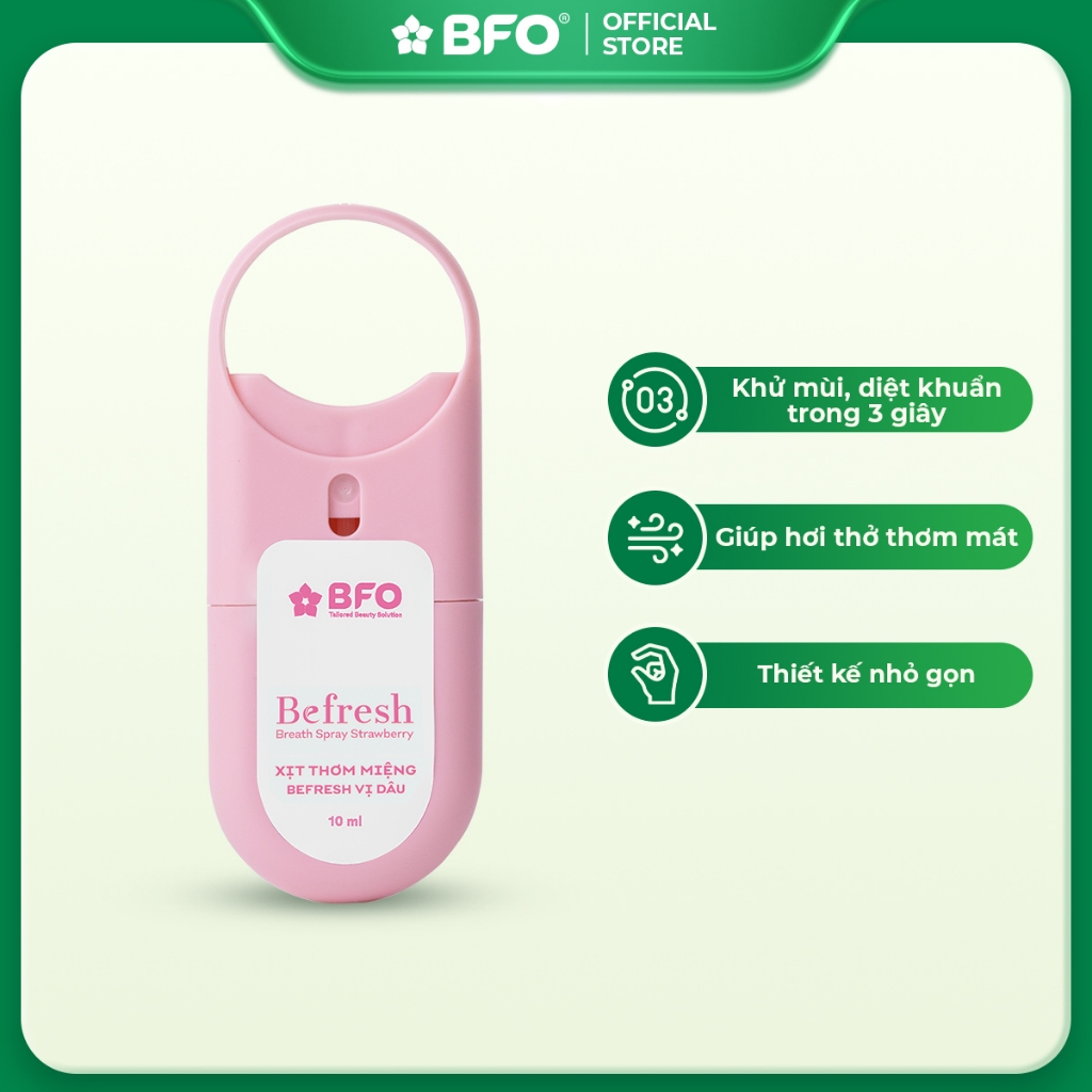 Xịt Thơm Miệng Khử Mùi, Diệt Khuẩn, Nhỏ Gọn Hương Trái Cây Tự Nhiên BFO Befresh 10ml