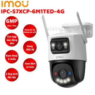 Camera Imou 2 mắt ngoài trời dùng sim 4G Cruiser Dual 2C 6MP IPC-S7XCP-6M1TED - Đèn siêu nhạy sáng, Bảo hành 2 năm