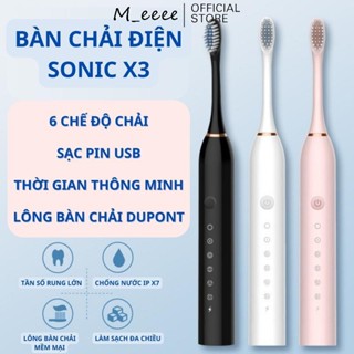 Bàn Chải Điện Đánh Răng X3 Thông Minh 6 Chế Độ Làm Sạch Tặng Kèm 4 Đầu Thay Thế Lông Mềm Cao Cấp