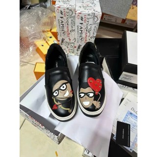 Giày slipon lười nam nữ PB da Pu thêu nổi hình thợ lặn tag đinh vàng đế cao su sọc chữ boy phố cực hot