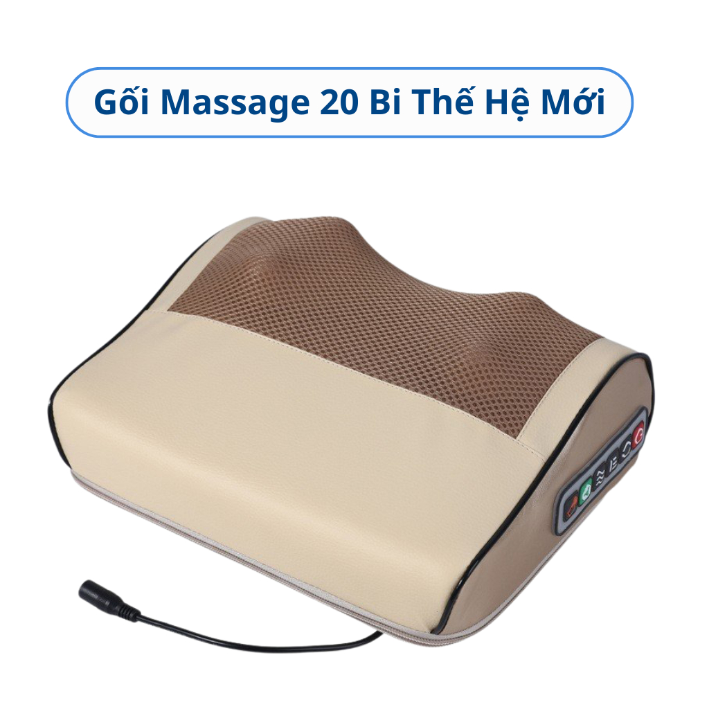 Gối massage cổ vai gáy - Máy massage hồng ngoại 20 bi cao cấp hỗ trợ mát xa toàn thân
