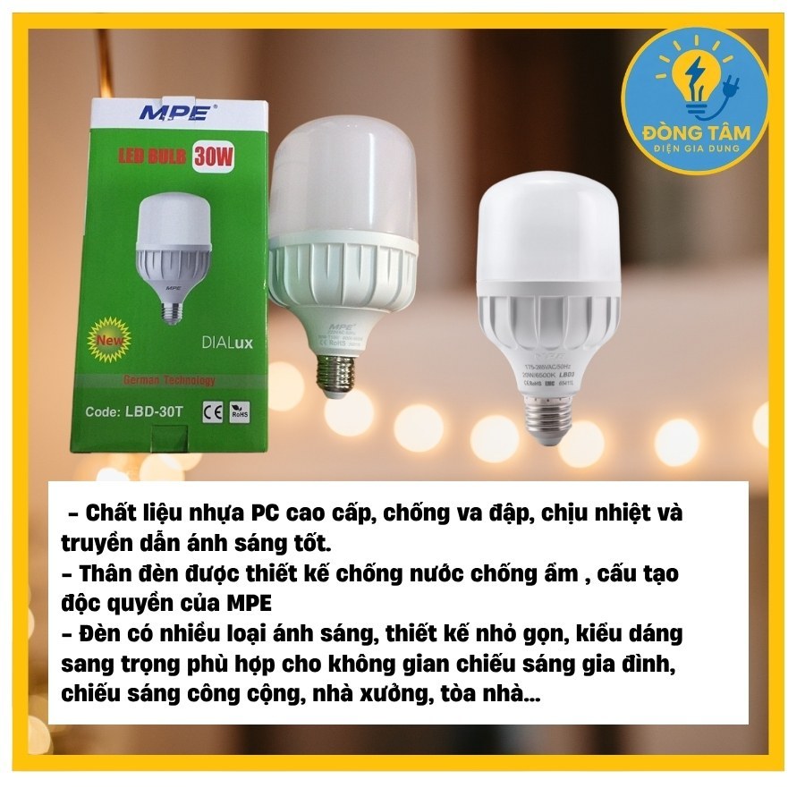 [HỎA TỐC HCM] ĐÈN LED MPE LBD3 SIÊU SÁNG- BẢO HÀNH 24 THÁNG- TIÊU CHUẨN CHÂU ÂU [LED BULB MPE] [LED 
