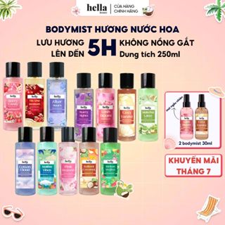 Xịt thơm body mist hương nước hoa Hella Beauty 250ml lưu hương lâu, an toàn cho da nhạy cảm