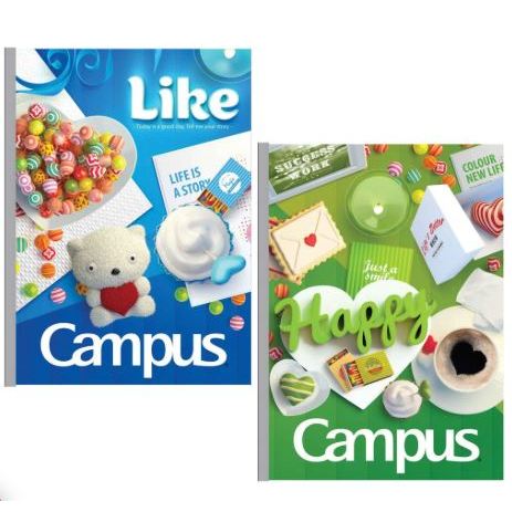 Combo 5 quyển Vở kẻ ngang 80 trang CAMPUS (Gift/ Sleeping/ Adventure/ One Piece/ Landscape/ Hanoi/ C