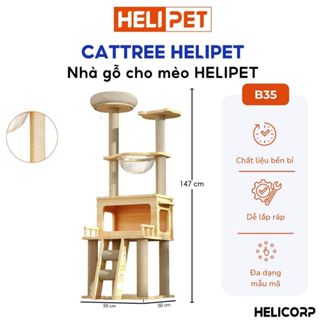 Nhà gỗ cattree cho mèo HELIPET nhà cây cào móng cho mèo, cây mèo cào móng chất lượng cao