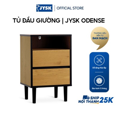 Tủ đầu giường | JYSK ODENSE | gỗ công nghiệp | đen/sồi | R42xS35xC65cm