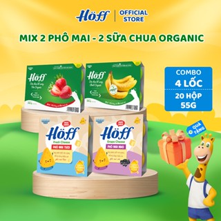 Combo 4 lốc mix phô mai tươi và sữa chua organic Hoff cho bé ( 4 lốc - 20 hộp/55g)