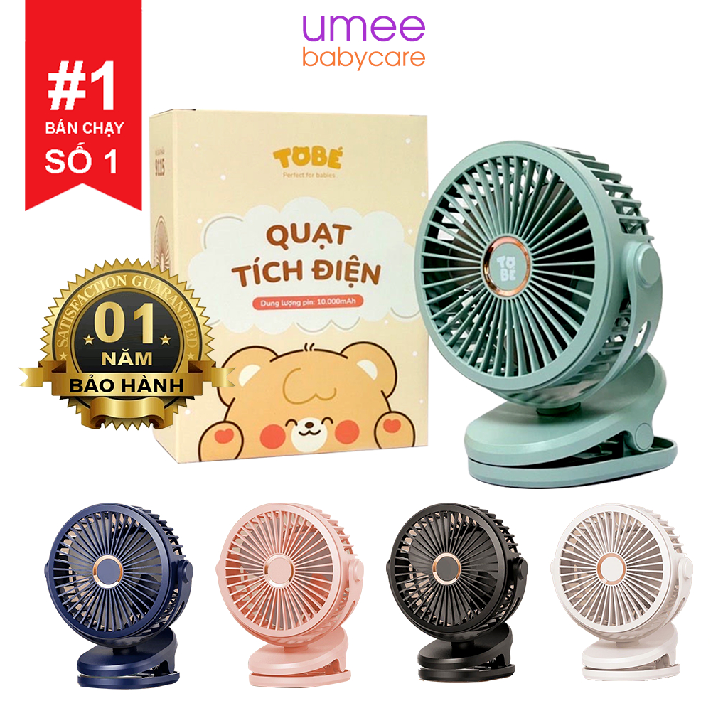 Quạt Sạc Tích Điện Mini Pin 10000Mah Tobe, Quạt Mini GF07 Kẹp Bàn Xe đẩy Nôi Cũi Sử Dụng Đi Du Lịch Bảo Hành 6 Tháng