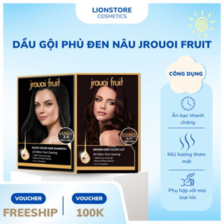 Dầu gội phủ bạc đen nâu JROUOI FRUIT hộp 8 gói ba màu đen, nâu cafe, nâu hạt dẻ