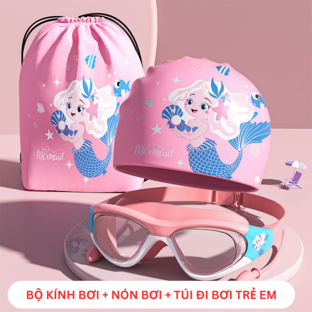Combo Kính bơi + Nón Bơi + Túi Đi bơi cho bé chống nước chống mờ sương hot mùa hè YOUYOU Yuripromax