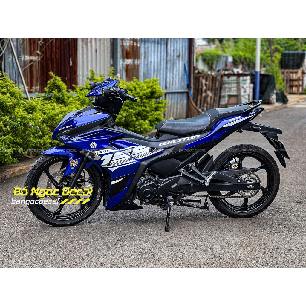 Tem rời 155 trắng đen dán xe EX155 xanh GP