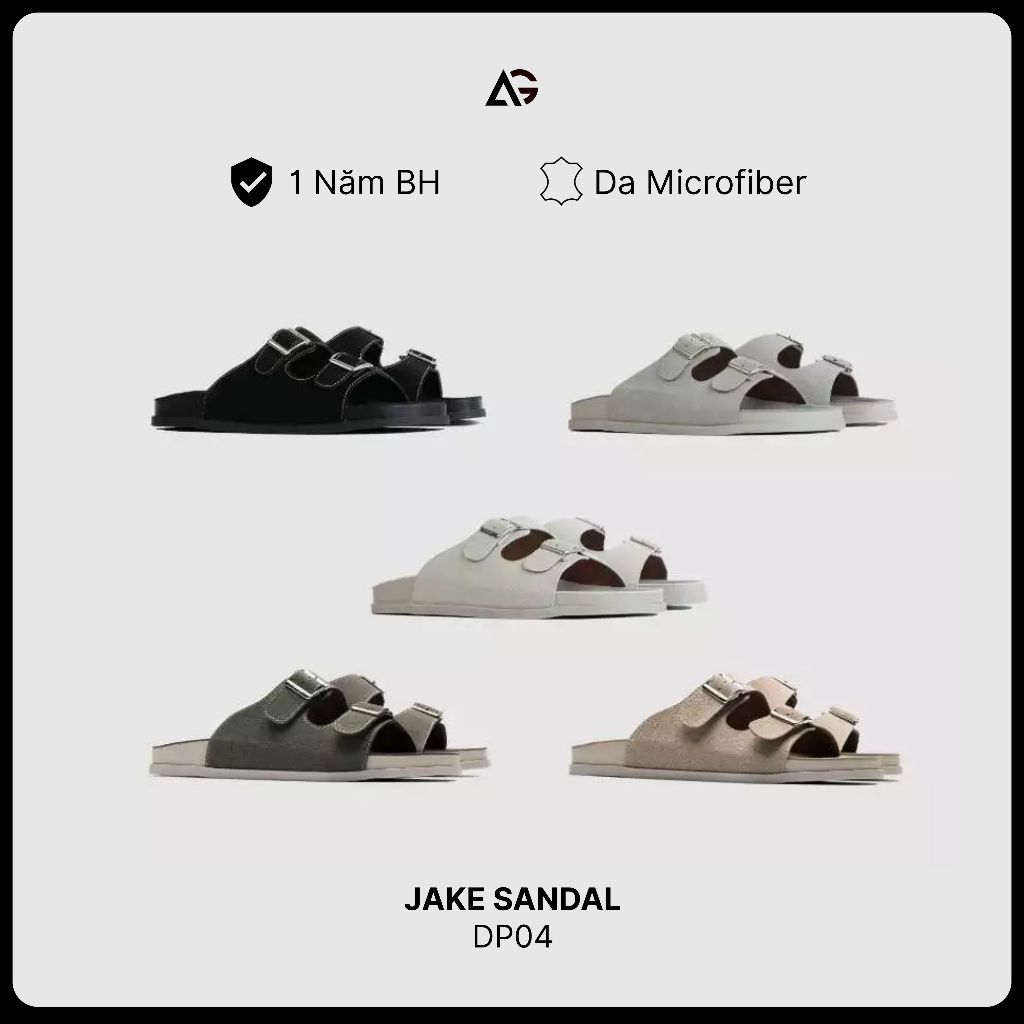 Dép Da Quai Ngang Nam Nữ Jake Sandal Đế PU Chống Trượt Chính Hãng August Bảo Hành 12 Tháng DP04
