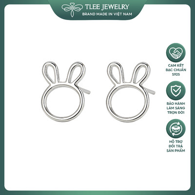 Bông tai bạc nữ TLEE mẫu Rabbit thỏ ngộ nghĩnh TLEE JEWELRY B0354