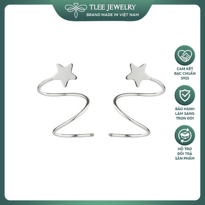 Khuyên tai bạc nữ TLEE xoắn sao cá tính TLEE JEWELRY B0190